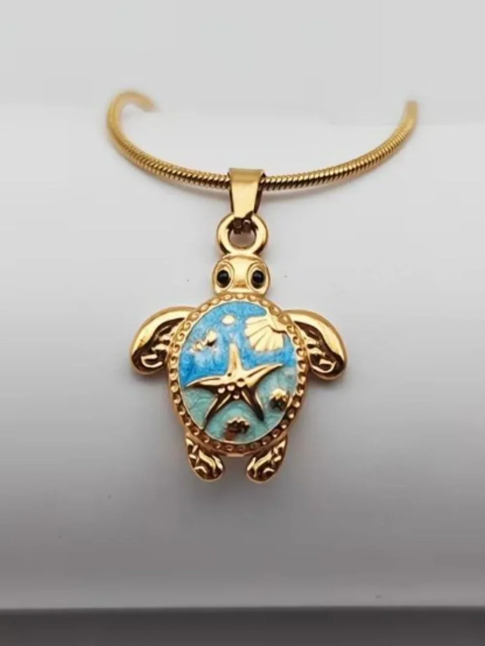 Stainless Steel Bohemian Ocean-themed Sea Turtle Pendant with Colorful Drip Enam